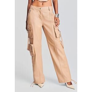 New Retrofête Honey Leather Cargo Carpenter Pants Tannin Nude Tan Medium Baggy